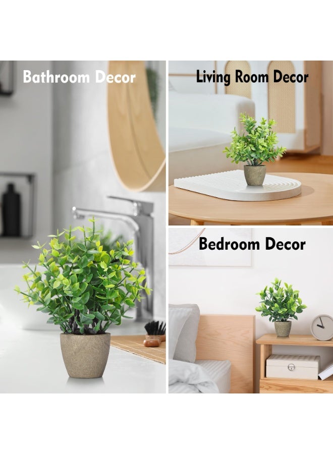 مجموعة من ٤ نباتات اصطناعية من السيراميك، نباتات خضراء صناعية صغيرة، نباتات مزروعة في أصص، ديكور منزلي، ديكور مكتب، ديكور غرفة، ديكور ريفي، ديكور طاولة، ديكور حمام. - Image 4