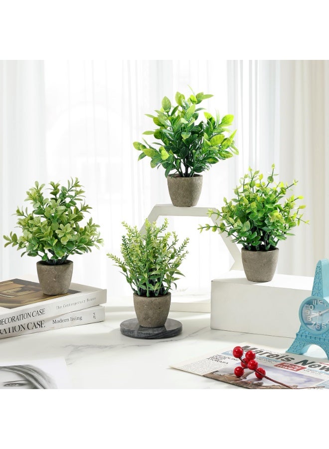 مجموعة من ٤ نباتات اصطناعية من السيراميك، نباتات خضراء صناعية صغيرة، نباتات مزروعة في أصص، ديكور منزلي، ديكور مكتب، ديكور غرفة، ديكور ريفي، ديكور طاولة، ديكور حمام. - Image 2