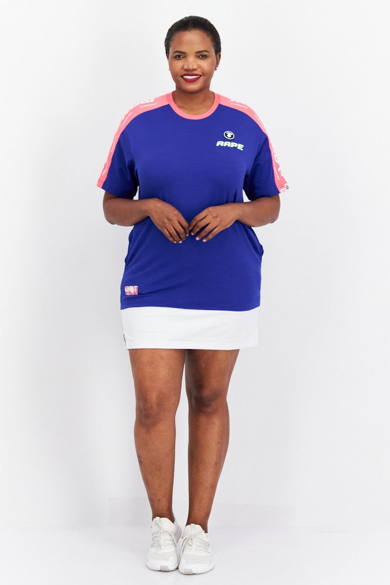 Aape BY *A BATHING APE® Women Crew Neck Short Sleeves Graphic Print Dress, Blue - Image 3