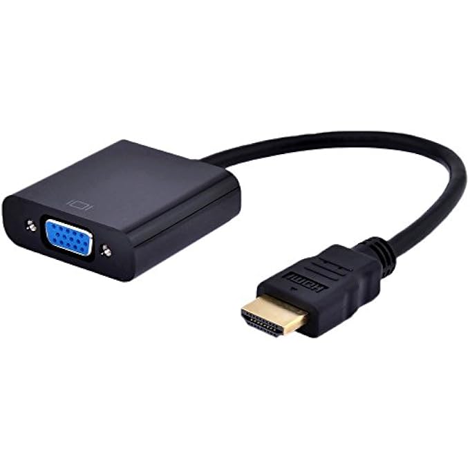ZHIWEN 15 PIN HDMI GOLD WITH AUDIO MALE TO VGA FEMALE CABLE ADAPTER FOR PC, MAC, PS4, PROJECTOR ETC (WITH AUDIO) - Image 1