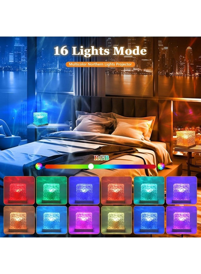 FLYNGO FLYNGO Plastic 3D Ocean Wave Night Light Projector for Kids Bedroom, Romantic Water Wave Effect, 16 Colors Gradual Rotating LED Night Lamp Projector with Remote Control for Room (Cube, Transparent)  - Image 4
