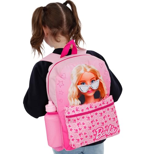 Barbie Backpack 4 Piece Set | Girls School Bag Set | Girls Backpack Lunch Bag Water Bottle and Pencil Case | One Size Pink - Image 2