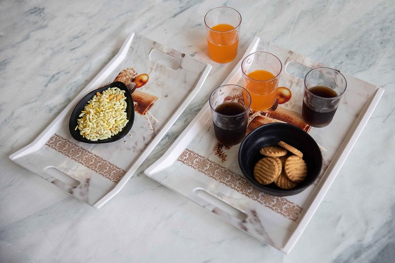 PRIZMA Durable Multiuse Printed Melamine Serving Tray for Kitchen Dining Serving Desk Tray Set Pack of 3 Pcs Small Medium Large - Image 2