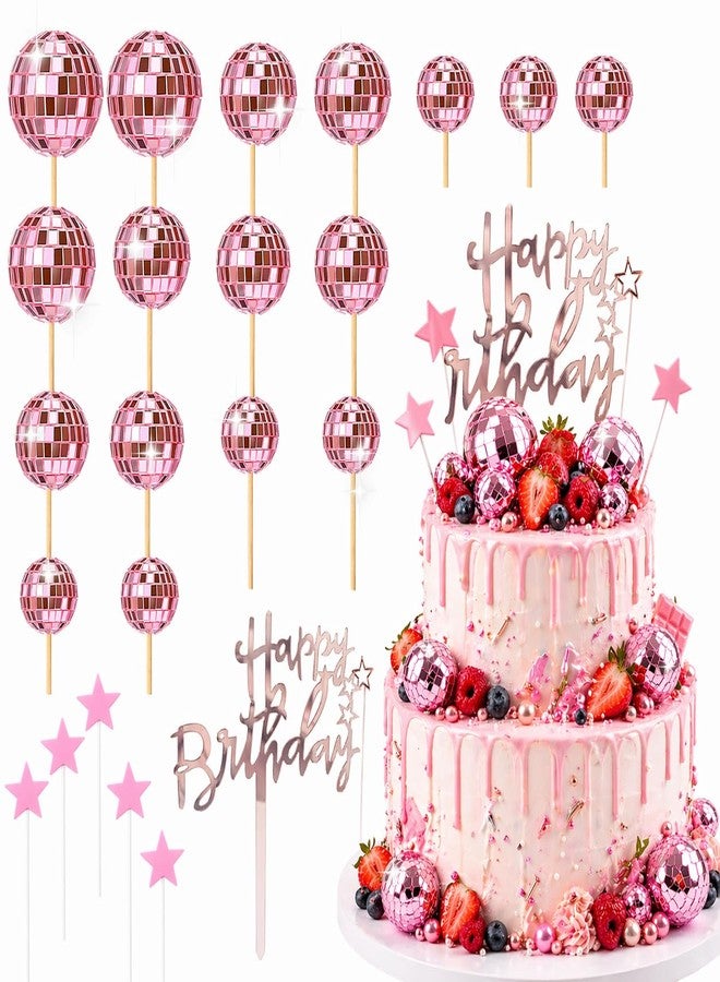 Zaycca 23 Pcs Disco Ball Cupcake Toppers, Disco Cake Decorations, Mini Disco Ball Cake Picks for Birthday Party, 70s Disco Theme Party Supplies - Image 1