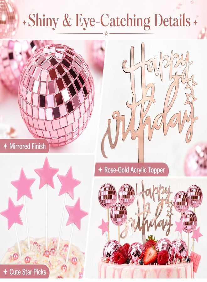 Zaycca 23 Pcs Disco Ball Cupcake Toppers, Disco Cake Decorations, Mini Disco Ball Cake Picks for Birthday Party, 70s Disco Theme Party Supplies - Image 4
