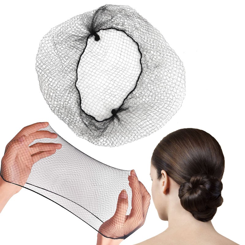 Hair Nets 20 PCS Smilco 22 Inches Elasticity Invisible Elastic Mesh Wig Nets for Hair Bun Making Ballet Dancer Kitchen Food Serive Black