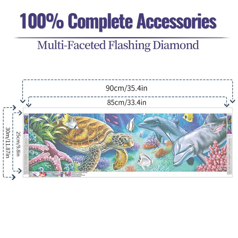 JATOK Diamond Painting Kits for Adults, 5D Marine Animals Large Diamond Art Kits for Beginners, Full Round Drill Crystal Rhinestone Crafts, DIY Gem Art Picture for Gift Home Wall Decor 11.8x35.4inch - Image 2