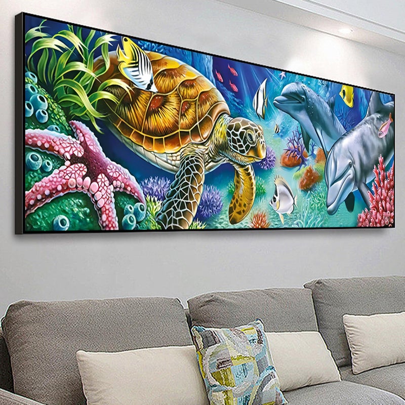JATOK Diamond Painting Kits for Adults, 5D Marine Animals Large Diamond Art Kits for Beginners, Full Round Drill Crystal Rhinestone Crafts, DIY Gem Art Picture for Gift Home Wall Decor 11.8x35.4inch - Image 4