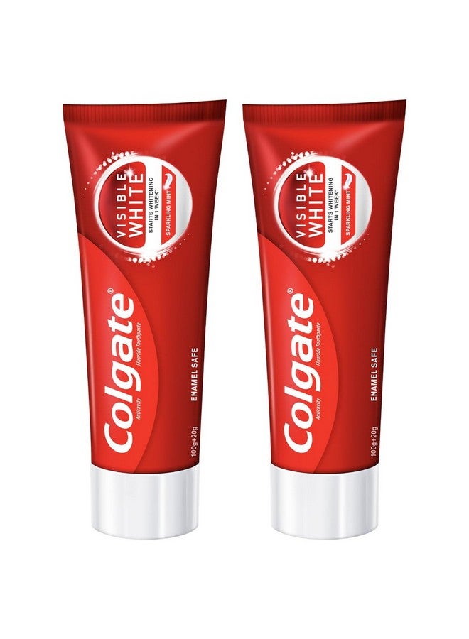 كولجيت معجون أسنان فيزيبل وايت، تبييض الأسنان يبدأ في غضون أسبوع، آمن على مينا الأسنان، معجون أسنان لإزالة البقع ونكهة النعناع للحصول على نفس منعش (200 جرام + 40 جرام، عبوة كومبو) - Image 1