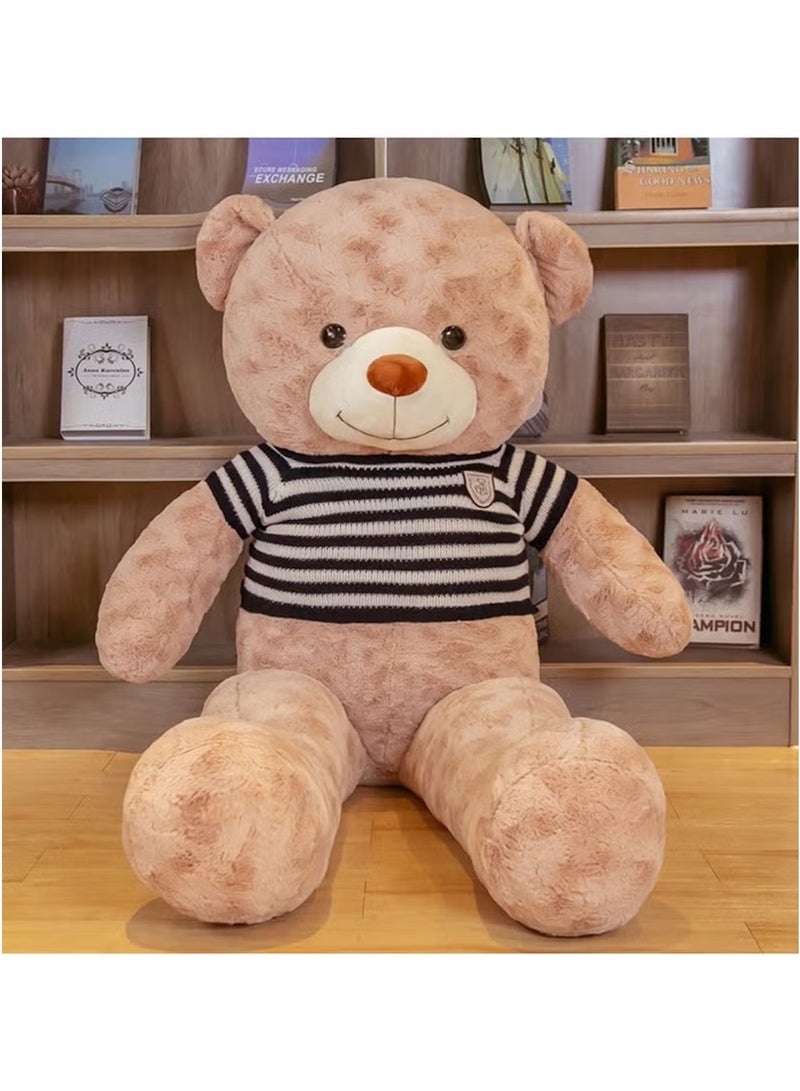 Huitich 80cm Dark Brown Plush Teddy Bear with Black & White Striped Sweater  - Image 3