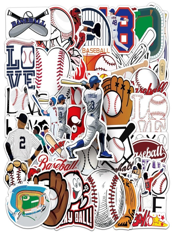WANVAE 50Pcs Baseball Sport Stickers, Cool Sport Baseball Waterproof Vinyl Decal for Adult Teen Kids Notebook Water Bottle, Laptop, Luggage, Phone, Skateboard, Helmet, Guitar, Scrapbook - Image 2