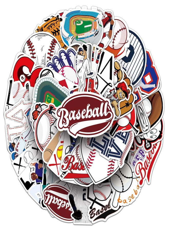 WANVAE 50Pcs Baseball Sport Stickers, Cool Sport Baseball Waterproof Vinyl Decal for Adult Teen Kids Notebook Water Bottle, Laptop, Luggage, Phone, Skateboard, Helmet, Guitar, Scrapbook - Image 1