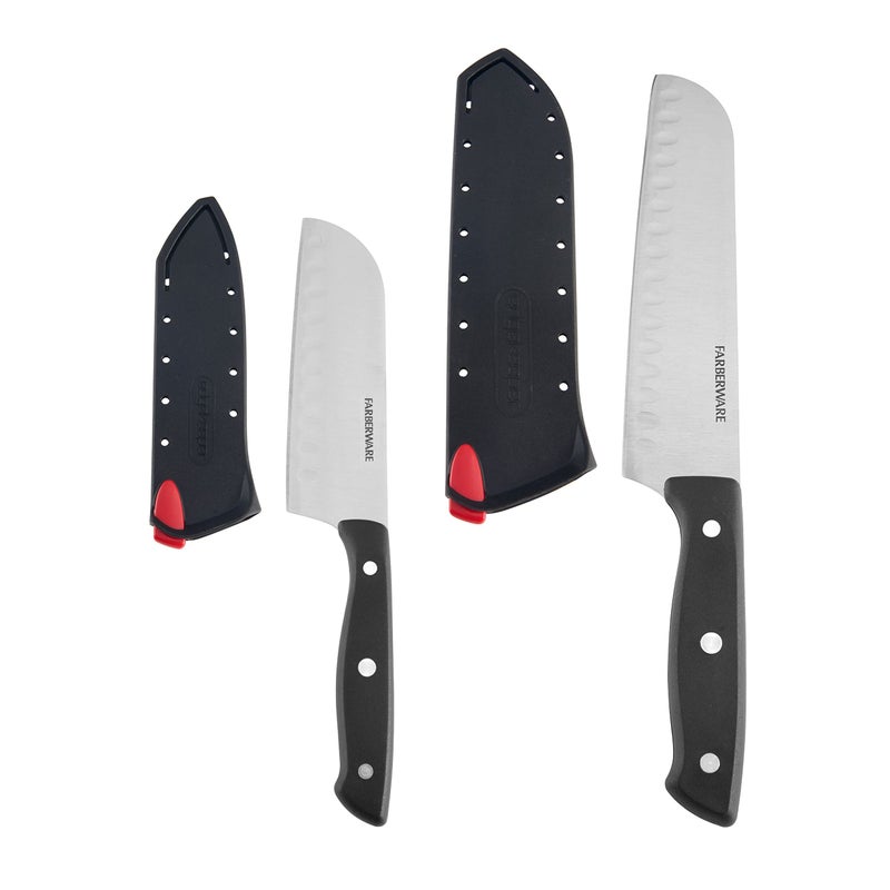 Farberware Edgekeeper SelfSharpening Triple Riveted Santoku Knife Set 4Piece Black