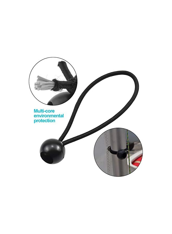 The Bros The Bros Bungee Cords, Tarp Ties 20pcs Elastic String Cord Black Wrapping Rope Flexible Bungee Cords Ball Tarpaulin Cord Adjustable Bungee Straps for Tent, Camping, Household Items, Canopies, Flags - Image 3