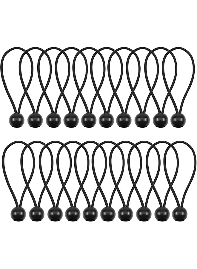The Bros The Bros Bungee Cords, Tarp Ties 20pcs Elastic String Cord Black Wrapping Rope Flexible Bungee Cords Ball Tarpaulin Cord Adjustable Bungee Straps for Tent, Camping, Household Items, Canopies, Flags - Image 1