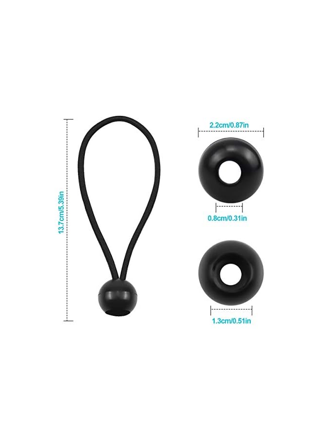 The Bros The Bros Bungee Cords, Tarp Ties 20pcs Elastic String Cord Black Wrapping Rope Flexible Bungee Cords Ball Tarpaulin Cord Adjustable Bungee Straps for Tent, Camping, Household Items, Canopies, Flags - Image 2
