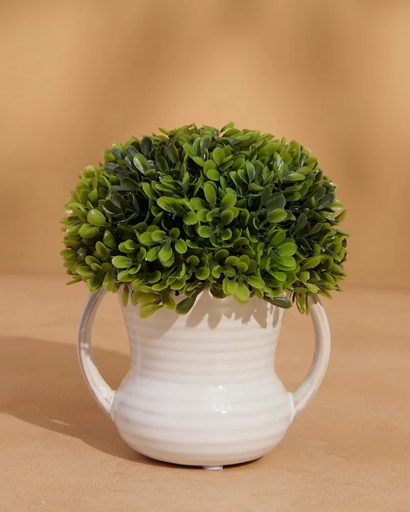 Redtag White Patterned Artificial Plant In Planter (16H x 13 cm)