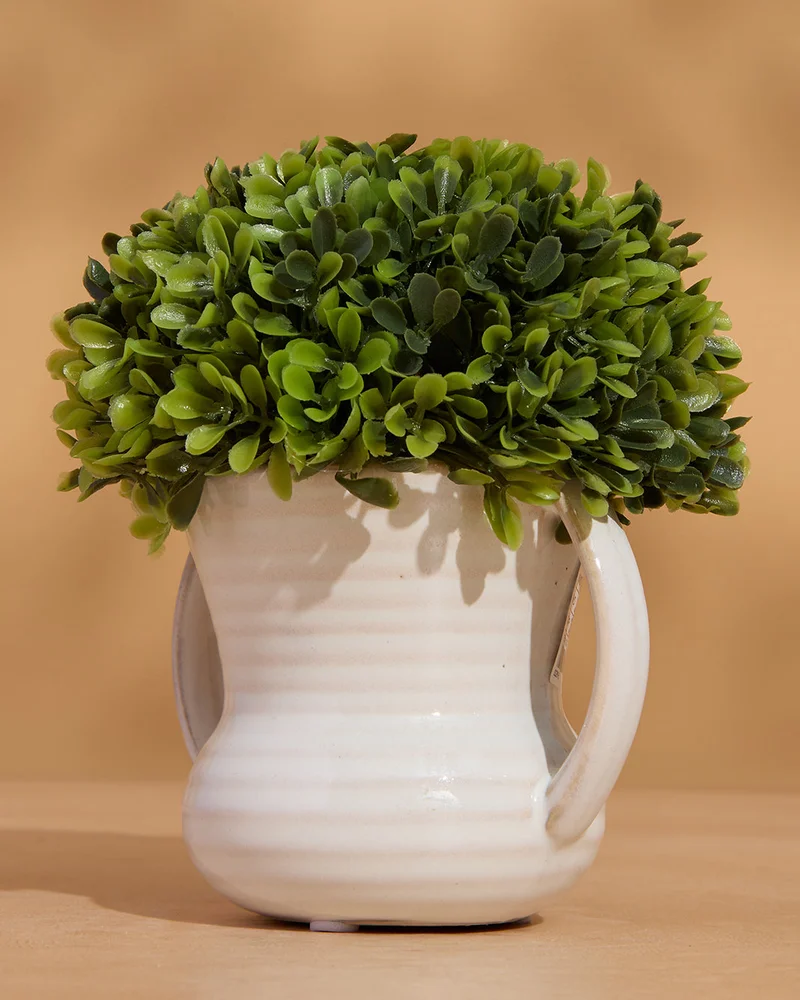 Redtag White Patterned Artificial Plant In Planter (16H x 13 cm)