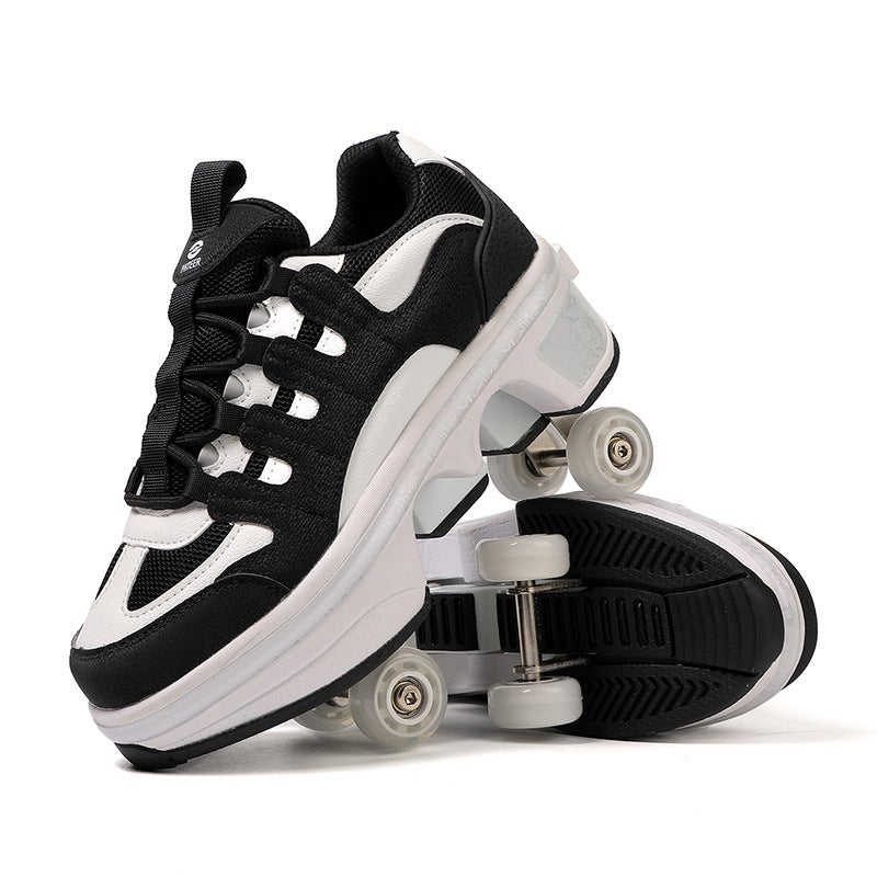 Deformable Roller Skating Roller Skates Adult Boys And Girls Students Shrink Invisible Four-Wheel Double Row Heloo Shoes New - Image 5