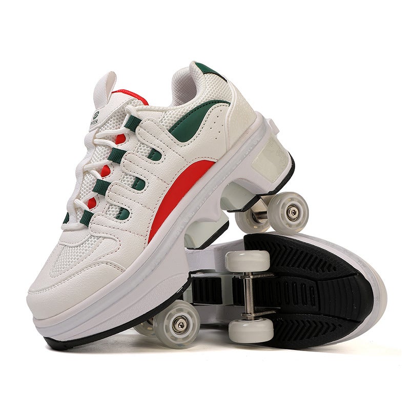 Deformable Roller Skating Roller Skates Adult Boys And Girls Students Shrink Invisible Four-Wheel Double Row Heloo Shoes New - Image 4