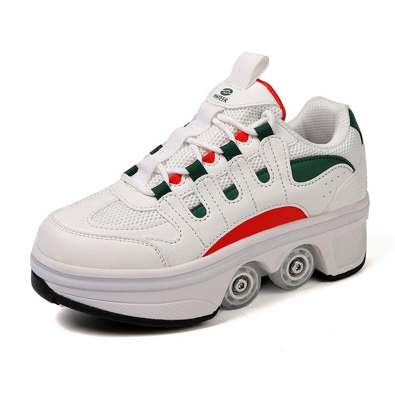 Deformable Roller Skating Roller Skates Adult Boys And Girls Students Shrink Invisible Four-Wheel Double Row Heloo Shoes New - Image 3