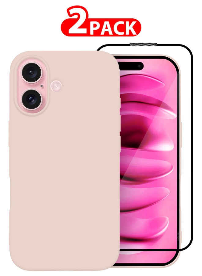 CATANES (for iPhone 16) 2 Pack Case and Screen Protector, Slim Silicone Case, Full Covered Anti Scratch Shockproof Protective Cover - Image 1