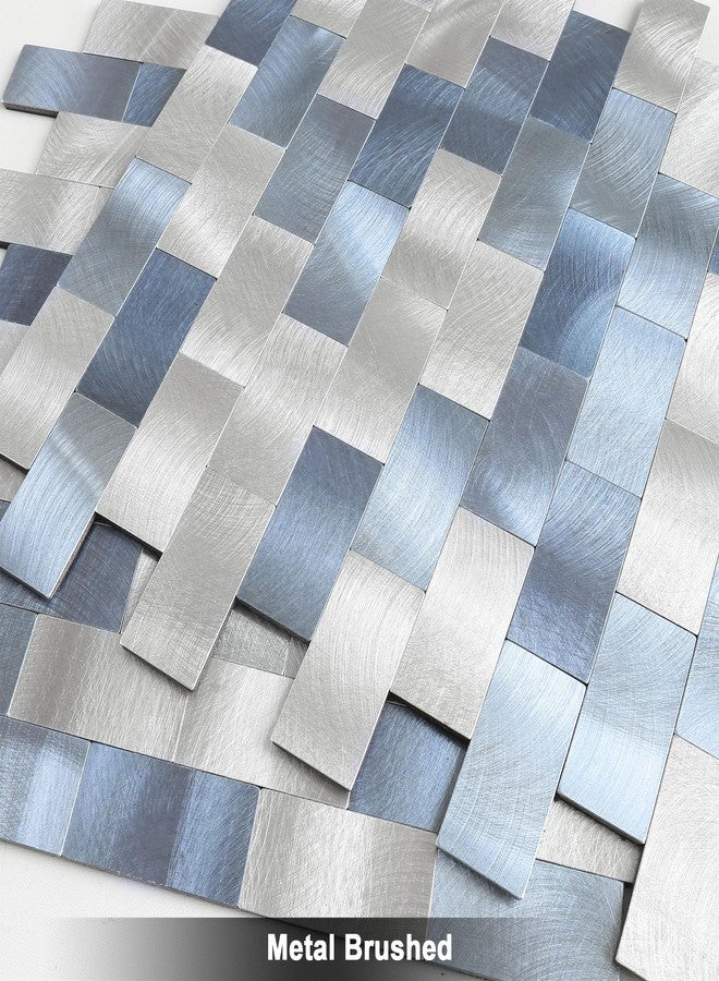 BeNice Peel and Stick Backsplash Metal Tiles Sticker Brick Panel for Kitchen Wall Self Adhesive Subway Metallic Mosaic(Blue Blend,10 Sheets) - Image 2