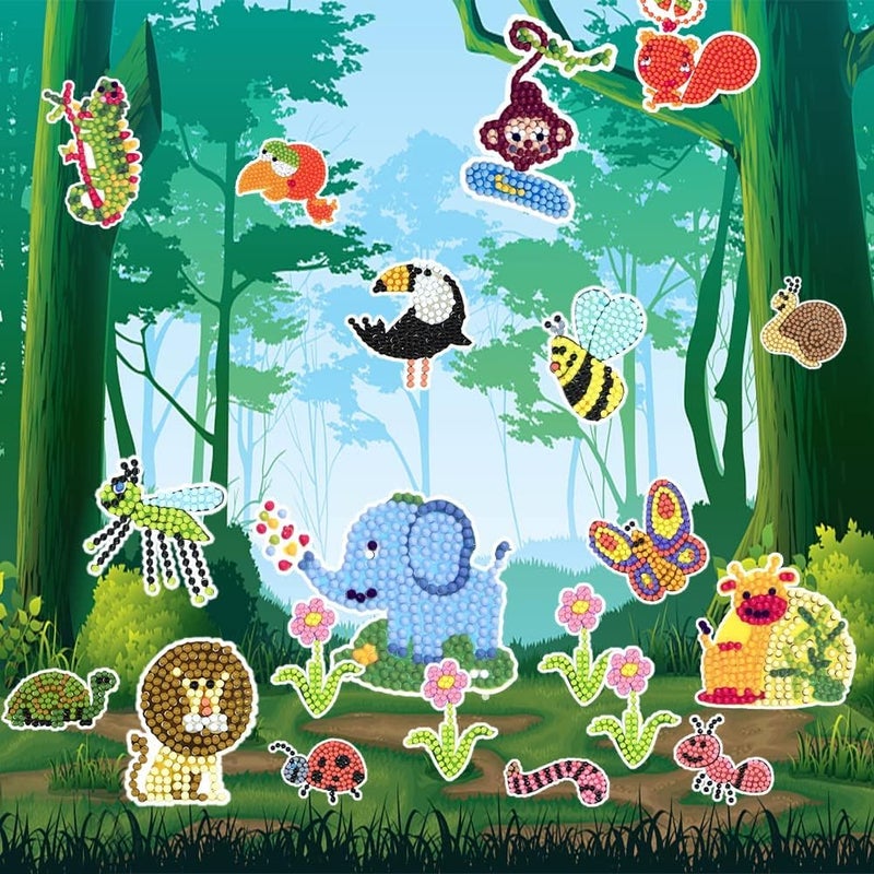 Labeol Diamond Art Kits for Kids Boys and Girls Ages 6-8-10-12 Easy to DIY Creative Diamond Art Sticker Craft by Numbers Kits for Kids and Adult Beginners (Various Animals) - Image 4