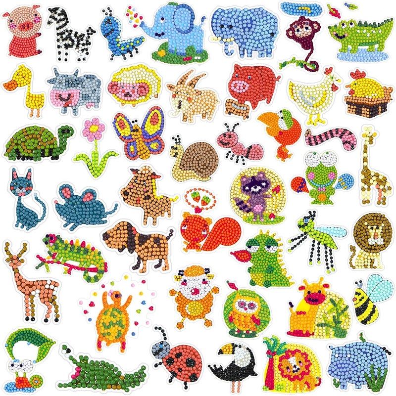 Labeol Diamond Art Kits for Kids Boys and Girls Ages 6-8-10-12 Easy to DIY Creative Diamond Art Sticker Craft by Numbers Kits for Kids and Adult Beginners (Various Animals) - Image 1