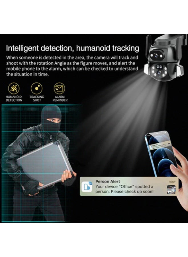 Crony CG-Q821A 4MP Dual Lens WiFi Security Camera with Dual Ball Linkage System, 360° Panoramic View, Human Detection, Night Vision, CarecamPro App Control for Indoor/Outdoor Monitoring - Image 4