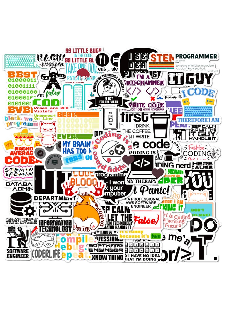 واي آند دي 50 قطعة ملصقات من المبرمج زجاجة مياه ملصق مقاوم للماء كمبيوتر محمول لوح تزلج لوح تزلج للأطفال ملصقات ألعاب - Image 3