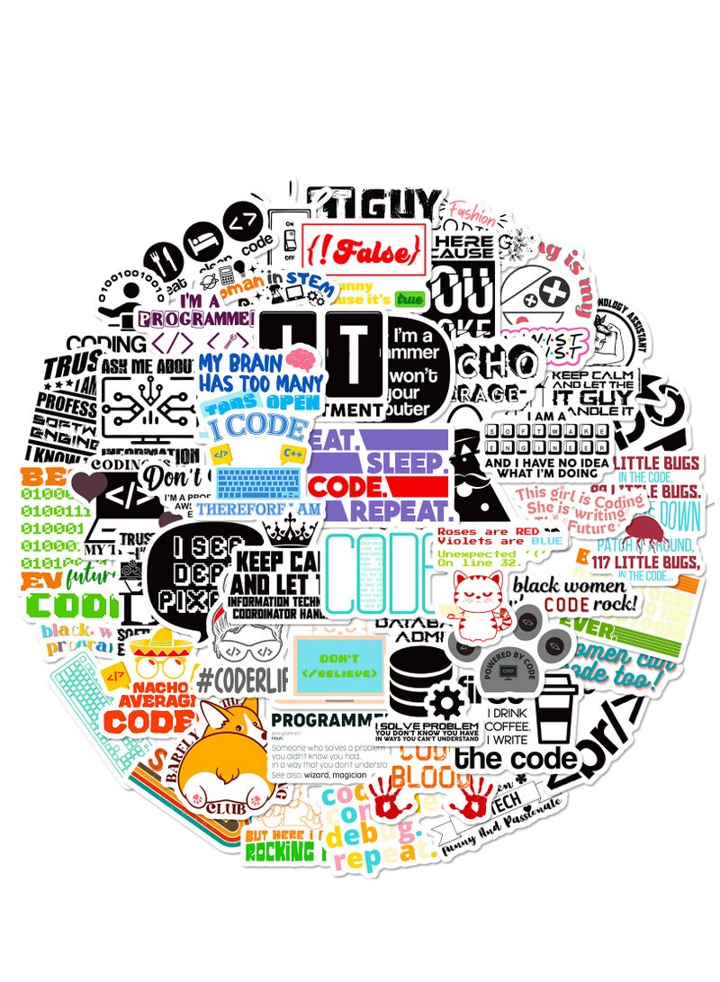 Y&D 50-Piece Stickers Of Programmer Water Bottle Waterproof Sticker Laptop Skateboard Snowboard For Children Toys Stickers  - Image 1