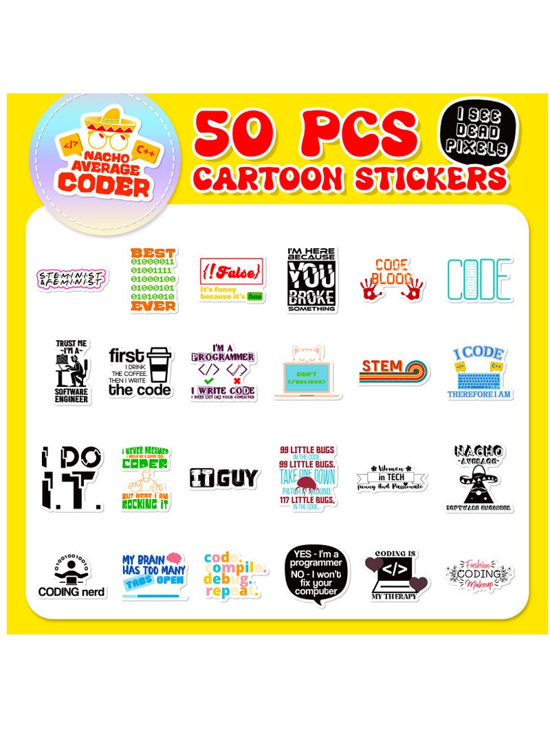 Y&D 50-Piece Stickers Of Programmer Water Bottle Waterproof Sticker Laptop Skateboard Snowboard For Children Toys Stickers  - Image 5