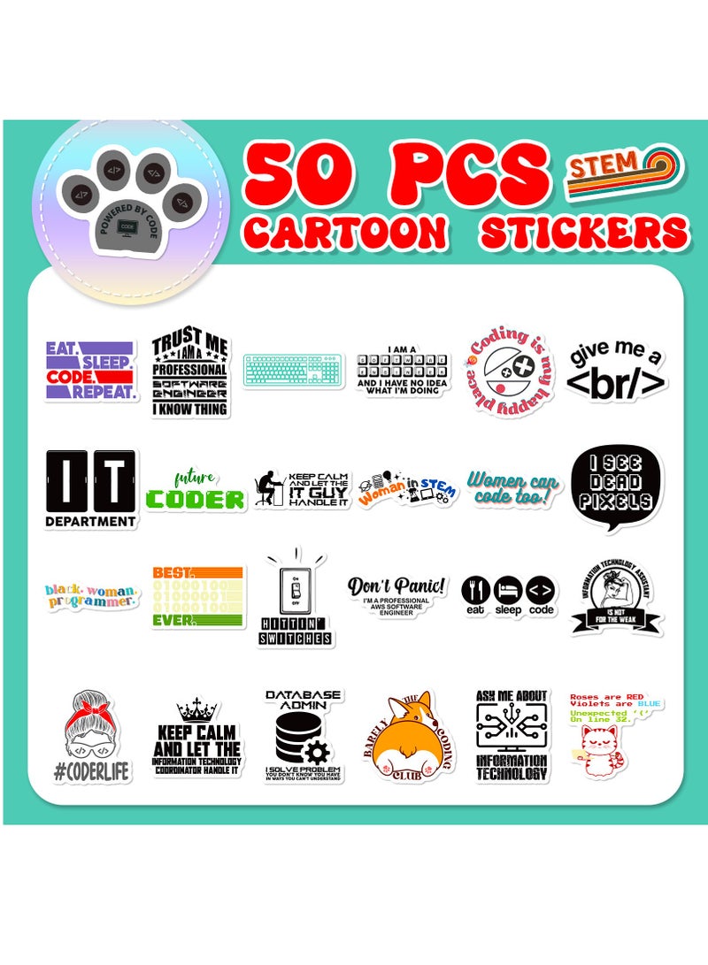 Y&D 50-Piece Stickers Of Programmer Water Bottle Waterproof Sticker Laptop Skateboard Snowboard For Children Toys Stickers  - Image 4
