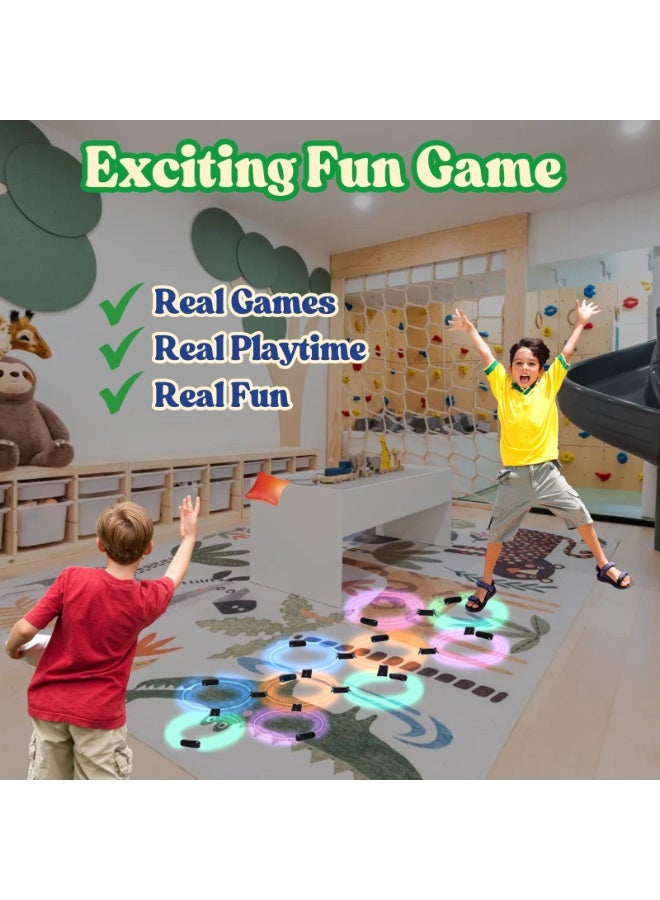 Home Smart Light hopscotch and light beanbag 2in 1 for Toddlers 14pcs set Light hopscotch and light beanbag sandbags and flash rings perfect for gift. - Image 4
