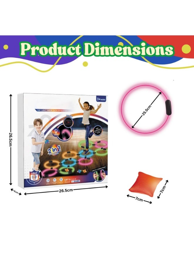 Home Smart Light hopscotch and light beanbag 2in 1 for Toddlers 14pcs set Light hopscotch and light beanbag sandbags and flash rings perfect for gift. - Image 2
