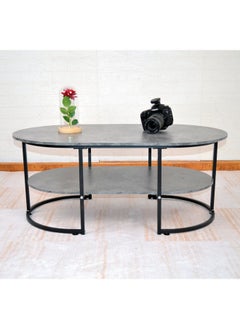 keke Multifunctional Oval Coffee Table Wing Gray With Black Frame  - Image 4