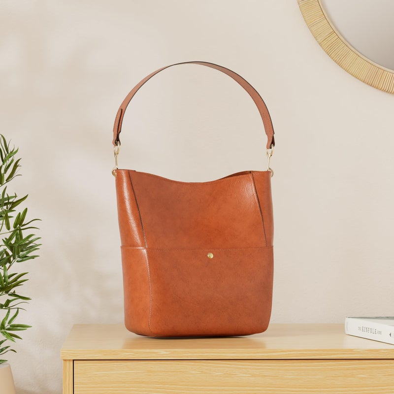 Molodo Womens Handbag, Pu Leather Bucket Tote Purse And Handbags Medium Satchel Hobo Purse Designer Work Shoulder Bags - Image 2