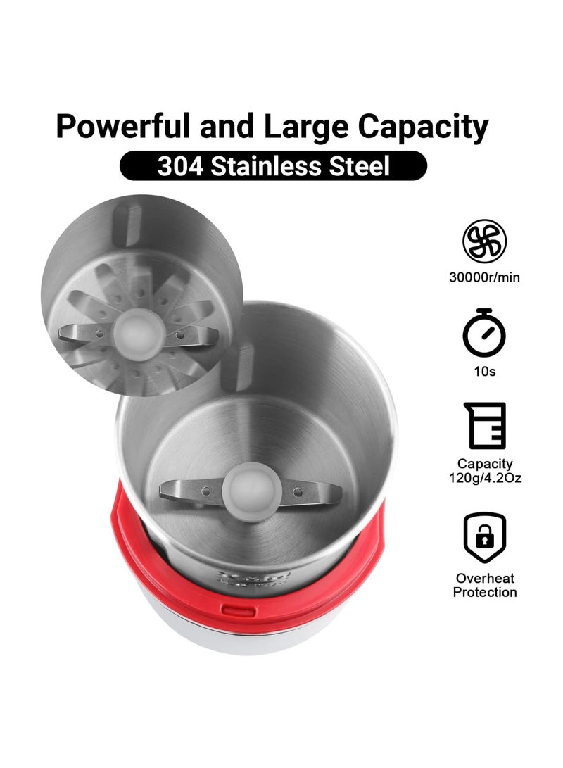 Electric Coffee Grinder 120g Large Capacity Spice Grinder with Stainless Steel Blades 50w Powerful Electric Multifunctional Grinder for Coffee Beans Spices Grains Nuts - Image 5