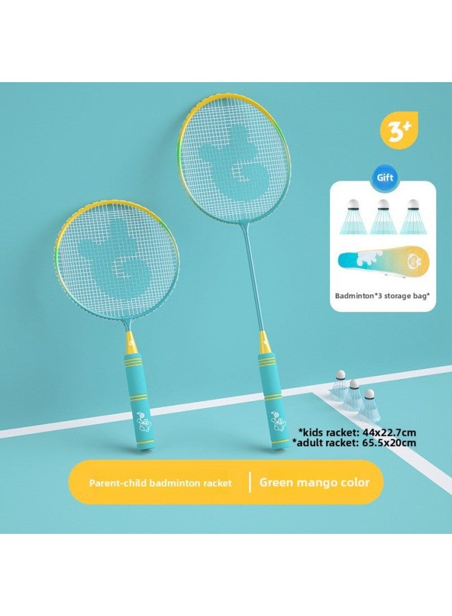 Ultra-light Children's Badminton Racket Suit Outdoor Parent-child Interactive Educational Sports Toys Primary School Students 3-4-5-6 Years Old-Color:Play And Learn Extended Children's Badminton Double Beat Powder (alloy)