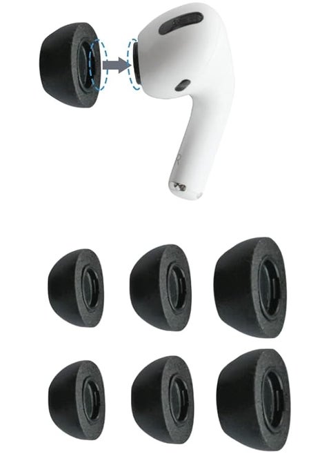 Foam Ear Tips For Airpods Pro Generation 1 & 2 Ultimate Comfort Unshakeable Fit 3 Pairs Assorted Sizes SML