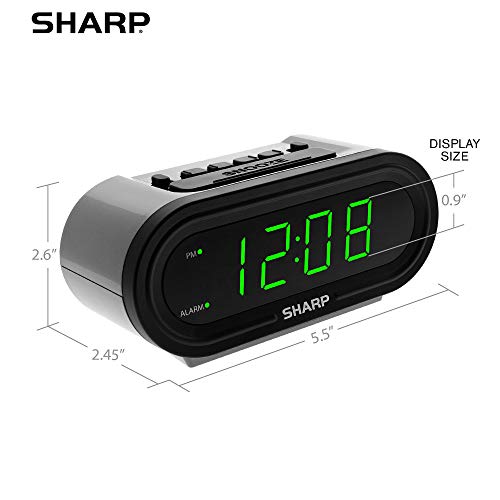 Sharp Digital Alarm with AccuSet - Automatic Smart Clock, Never Needs Setting - Great for Seniors, Kids, and Everyone who Doesn't Want to Set a Clock! Silver Case with Green LEDs - Image 4