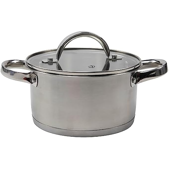 مقلاة طهي بغطاء زجاجي مقاس 18 سم فضي