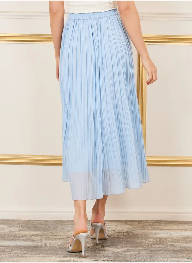 Styli Embellished Pleated Midi Skirt