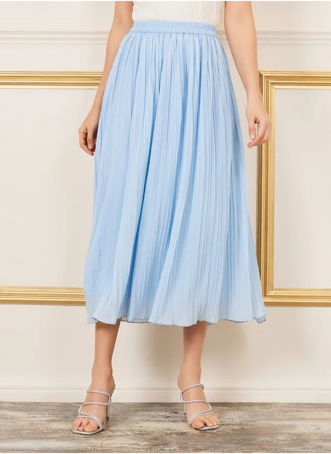 Styli Embellished Pleated Midi Skirt