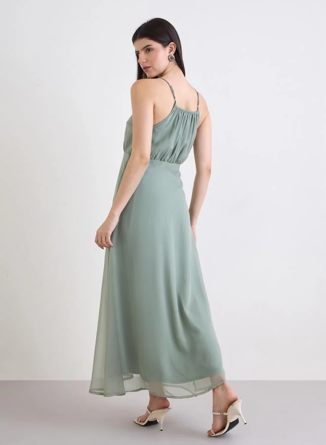 Styli sage green Styli Green Strappy Maxi Dress for Women | Best Price UAE