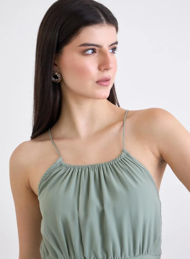 Styli sage green Styli Green Strappy Maxi Dress for Women | Best Price UAE