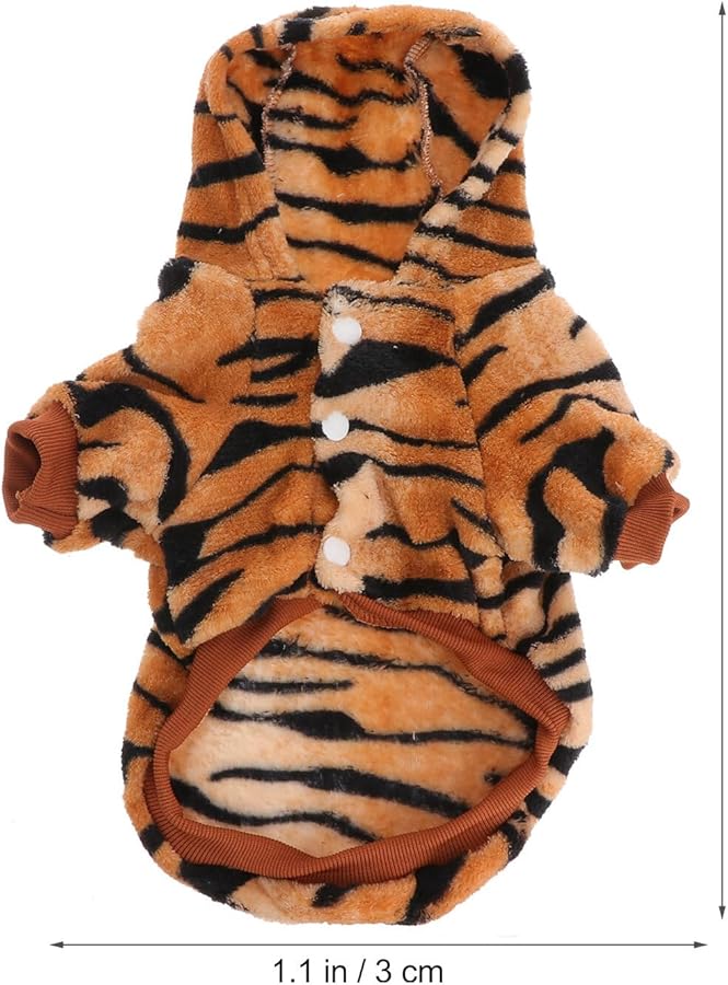 Red Flannel Tiger Costume Button Coat For Dogs Cats Winter Warm Soft Pet Apparel - Image 3