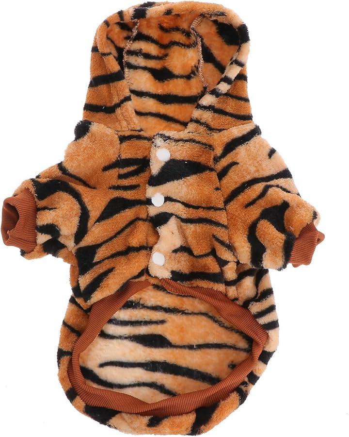 Red Flannel Tiger Costume Button Coat For Dogs Cats Winter Warm Soft Pet Apparel - Image 1