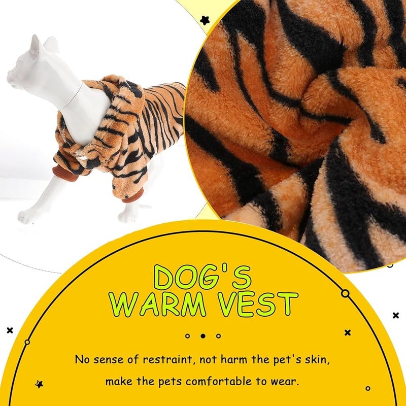 Red Flannel Tiger Costume Button Coat For Dogs Cats Winter Warm Soft Pet Apparel - Image 4